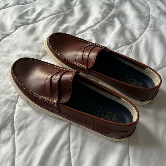 Brand new unused Cole Haan brown leather shoes / loafers / boat shoes - Picture 1 of 5